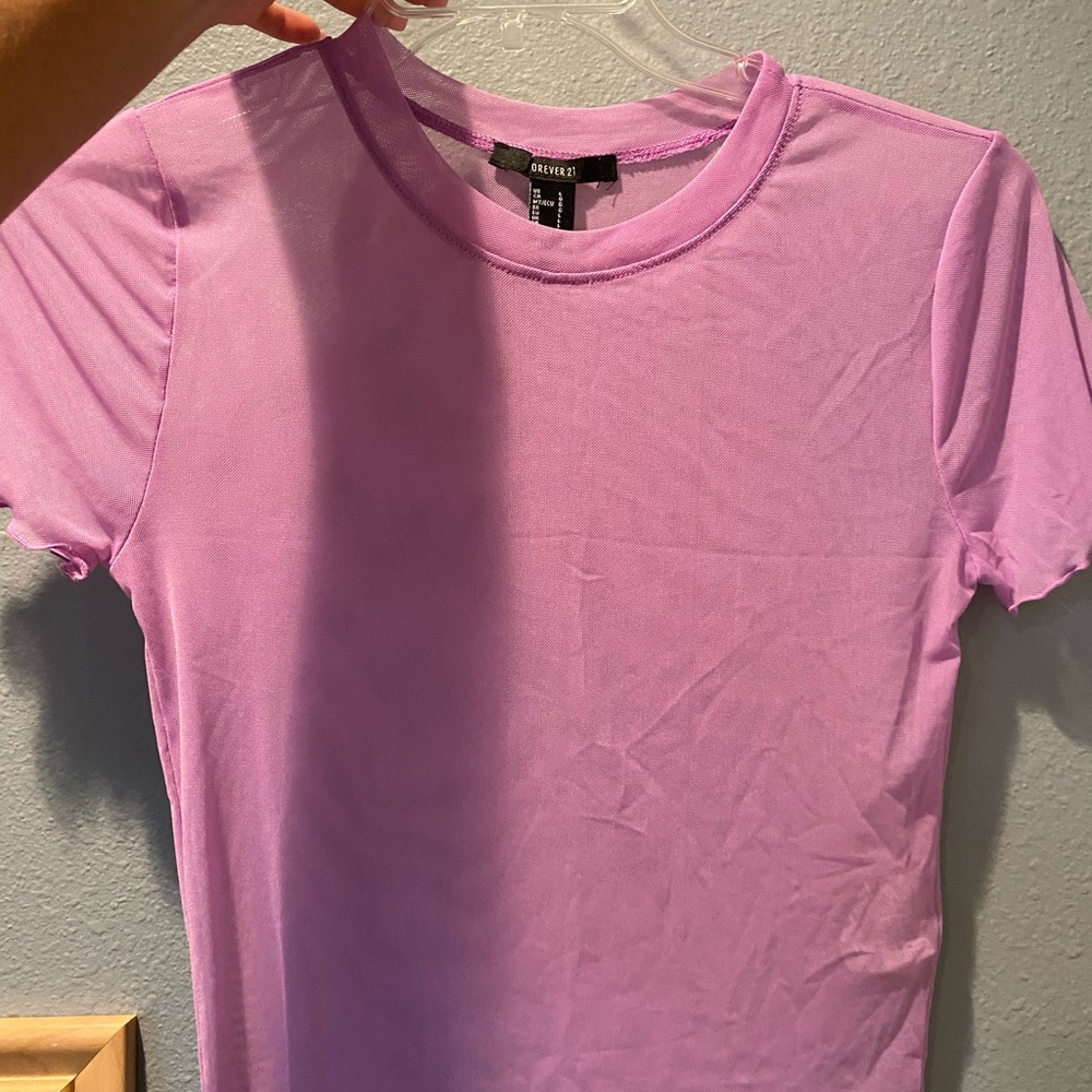 shear purple crop top